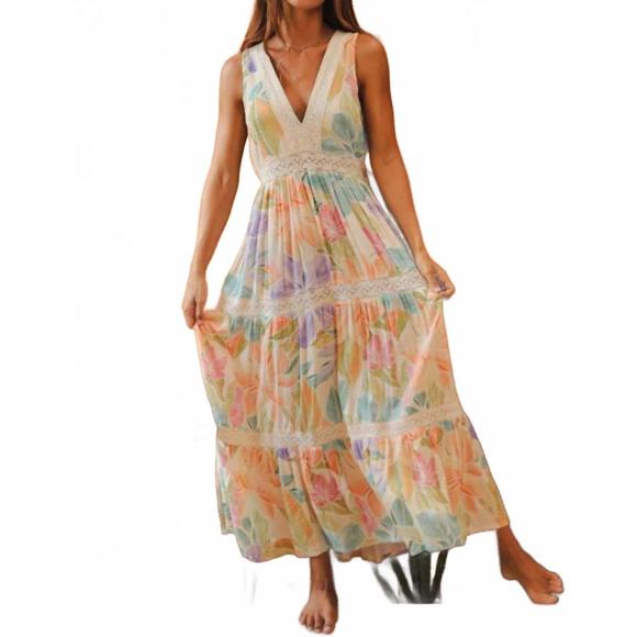 NEW MINT women's glowing bloom maxi dress in multi - Picture 1 of 3